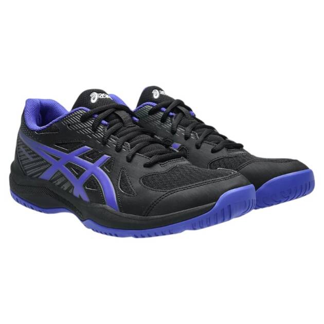 sepatu asics upcourt 6 black/cobalt burst